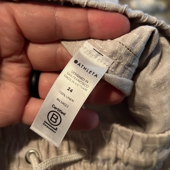 Athleta Cabo Tide Linen Jogger Pants Neutral Camo Print Size 24 - Picture 7 of 8